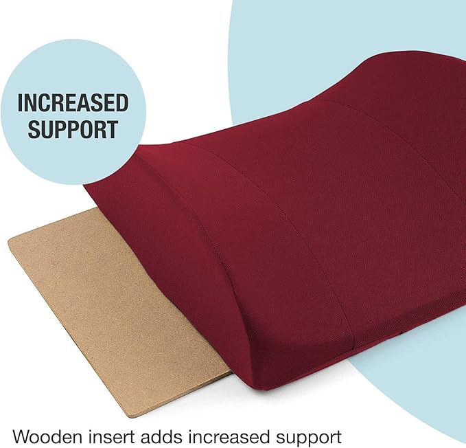 DMI Lumbar Support Pillow for Chair to Assist with Back Support with Removable Washable Cover and Firm Insert to Ease Lower Back Pain while Improving Posture,14 x 13 x 5,Contoured Foam,Elite,Burgundy