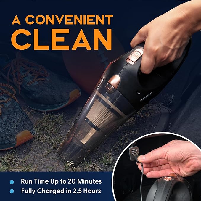 Power Practical Handheld Cordless Vacuum Cleaner, Rechargeable Portable Car Vacuums W/Strong Suction, Bag & Attachments, Small Vac Cleaner for Car, Couch, Home, Car Suction Cleaner, aspiradora de mano