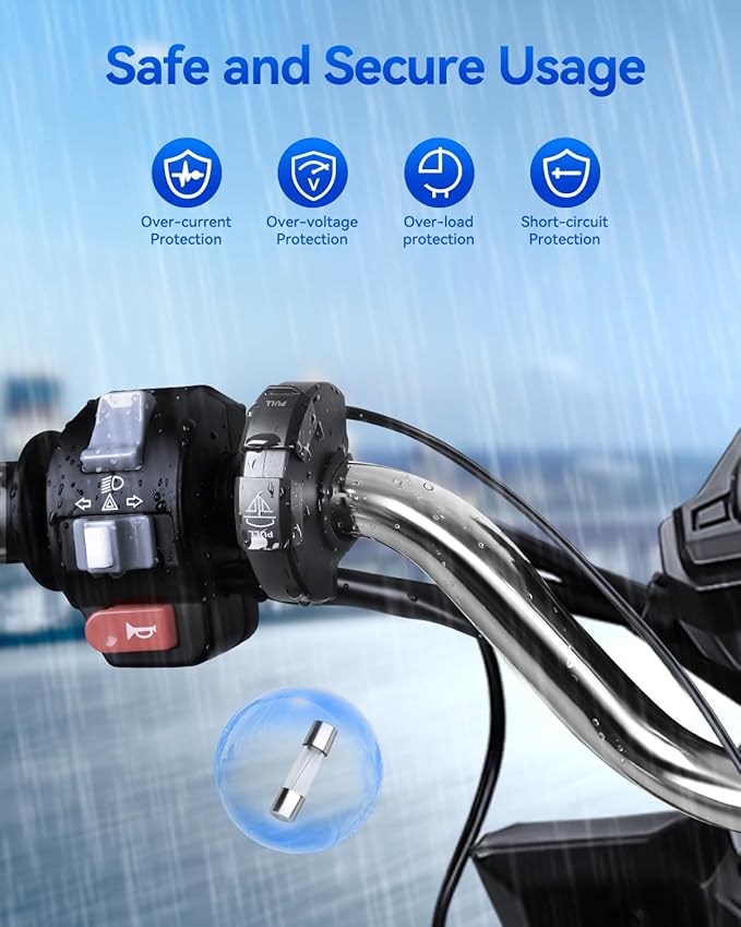 EXTRACTME Motorcycle Phone Charger, 2PC Ultra-Narrow Dual USB Type C 30W PD & Quick Charge 3.0 Motorcycle USB Charger, Waterproof Motorcycle USB Port for Phone, Tablet, GPS (Only 0.51 in Wide)