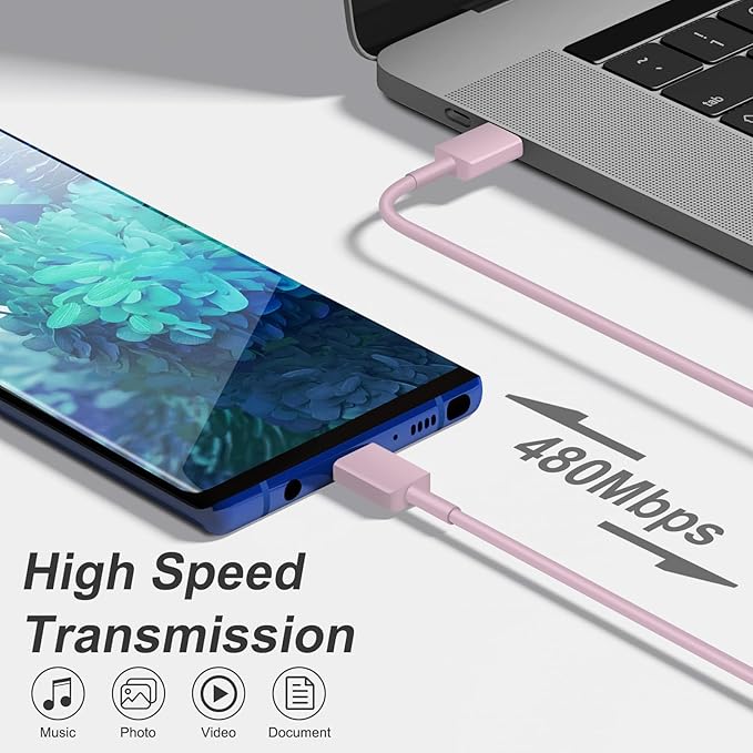 USB C Charger Type C Charger Fast Charging 10FT 45W Samsung Chargers 2-Pack with iPhone Air/17/17 Plus/17 Pro/17 Pro Max/16/16 Plus/16 Pro/16 Pro Max/15/15 Pro Max/iPad Pros/Galaxy S25 S24(Pink)