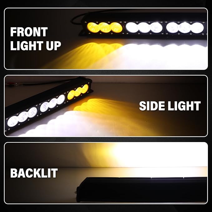Willpower 44 inch LED Light Bar Single Row White Amber Dual Color 240W Off Road Light Bar Spot Flood Combo LED Work Light Truck UTV 4x4 Cars SUVs ATVs Boats Fog Driving Light with Wiring Harness kit