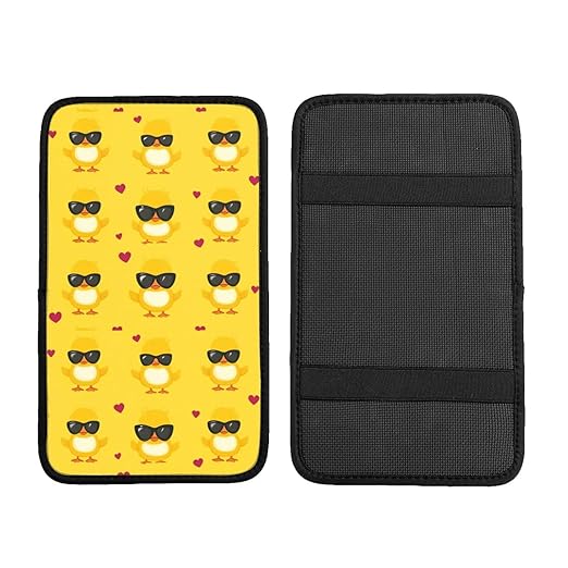 Cute Baby Ducks Car Auto Armrest Cushion Cover Accessories Center Console Seat Box Pad Protector Universal Decoration for Most Vehicle SUV Truck