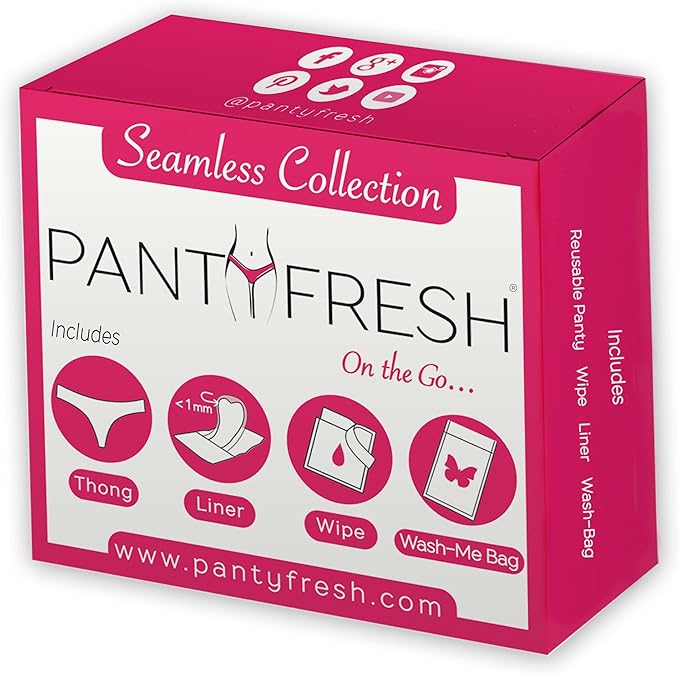 4in1 Essential Hygiene Kit Includes Seamless Thong Underwear, Fresh Wipe & Panty Liner - Accidents Travel Toiletry Kit On-the-Go Period Kit