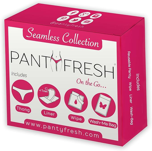 4in1 Essential Hygiene Kit Includes Seamless Thong Underwear, Fresh Wipe & Panty Liner - Accidents Travel Toiletry Kit On-the-Go Period Kit