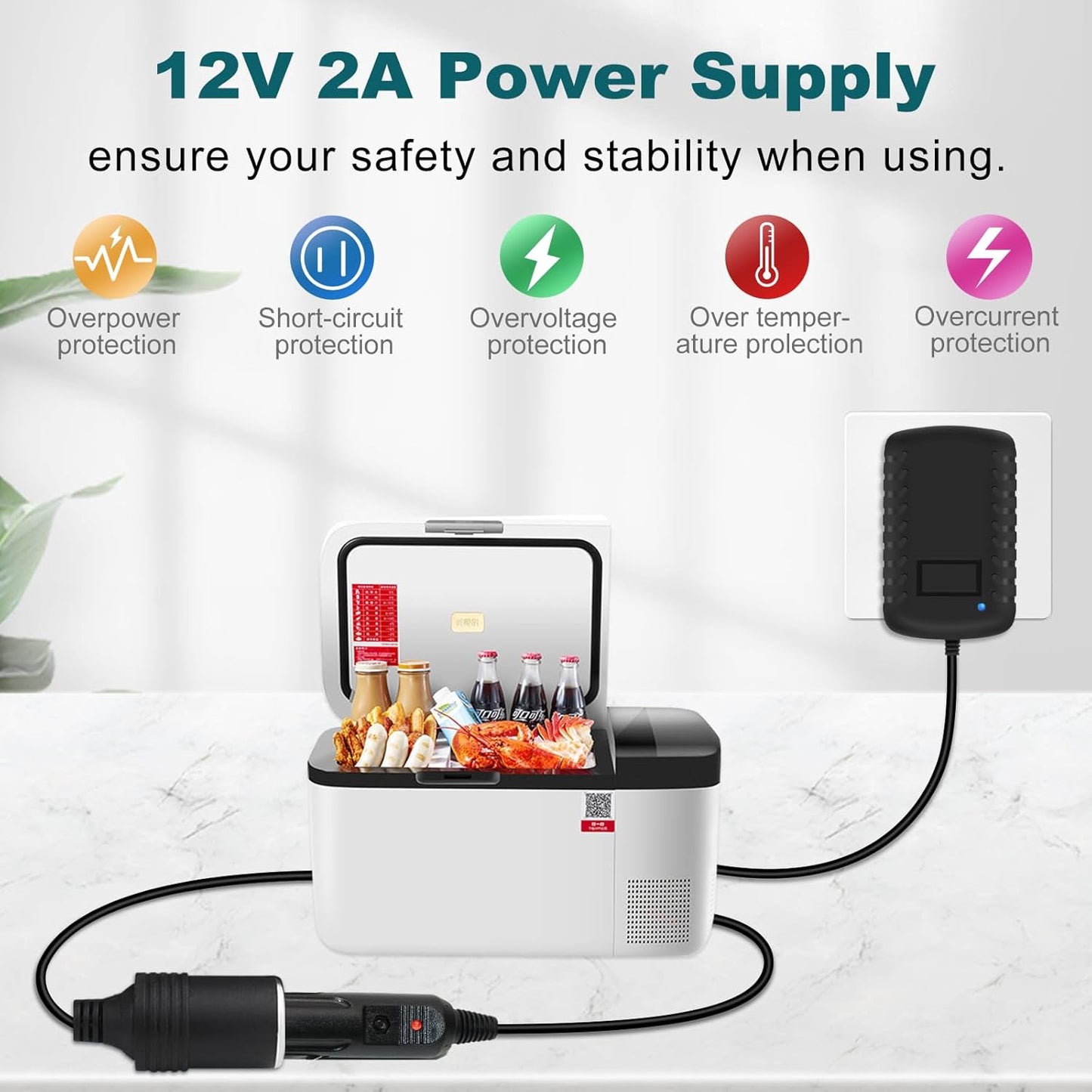 inShareplus 12V 2A 24W AC to DC Converter, 12 Volt Cigarette Lighter Adapter, AC 100-240V to DC 12V Car Lighter Adapter to Wall Outlet Adapter, 12V Power Supply for Car Devices (MP3, Fan, Dash Cam)