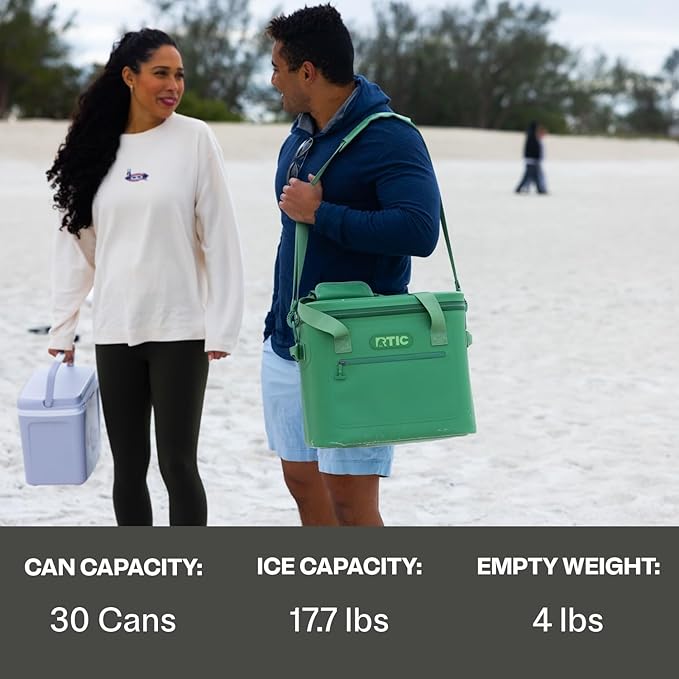 RTIC Ultra-Tough Soft Cooler 30 Can, Insulated Bag Portable Ice Chest Box for Lunch, Beach, Drink, Beverage, Travel, Camping, Picnic, Car, Trips, Floating Cooler Leak-Proof with Zipper