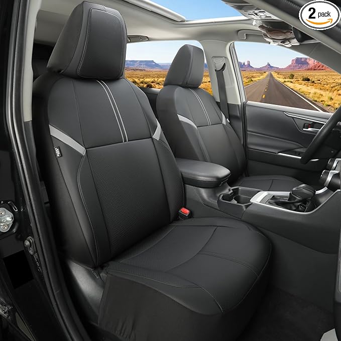 GIANT PANDA Rav4 Seat Covers Custom Fit for Toyota Rav4 2013 2014 2015 2016 2017 2018 2019(LE SE XLE XSE Limited Premium) No-Removal Seat Design,Installation-Friendly,Faux Leather