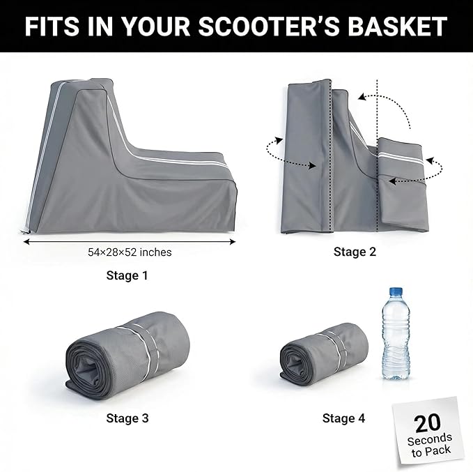 Universal Electric Scooter Cover, Outdoor Waterproof and Dustproof Scooter Covers, Adults/Kids Electric Scooter Storage cover, L54xW28xH52 Inch, Suitable for 300W to 2000W Electric Scooters, Grey