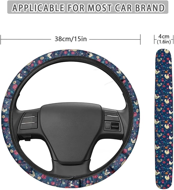 AFPANQZ Cute Polka Chicken Car Steering Wheel Cover Sweat Absorption Safe Driving Anti-Slip Durable Steering Wheel Protection No Smell Fashion Machine Washable Universal Purple