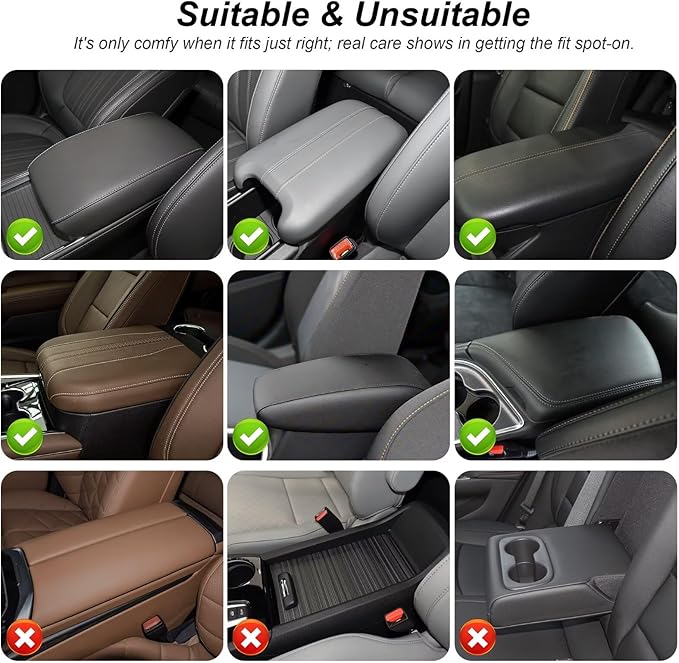 Upgraded Car Center Console Cover Fit for Tacoma Faux Leather Car Armrest Cover Cushion with 2 Storage Bags,Car Armrest Storage Box Interior Accessories(Black&Redline)