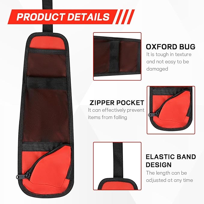 Hovom Car Seat Storage Hanging Bag, Multi-Pocket Car Seat Side Organizer, Multifunctional Mesh Pocket Auto Front Seat Organizer for Phone Wallet Glasses, Universal Car Accessories (Red, 1PCS)