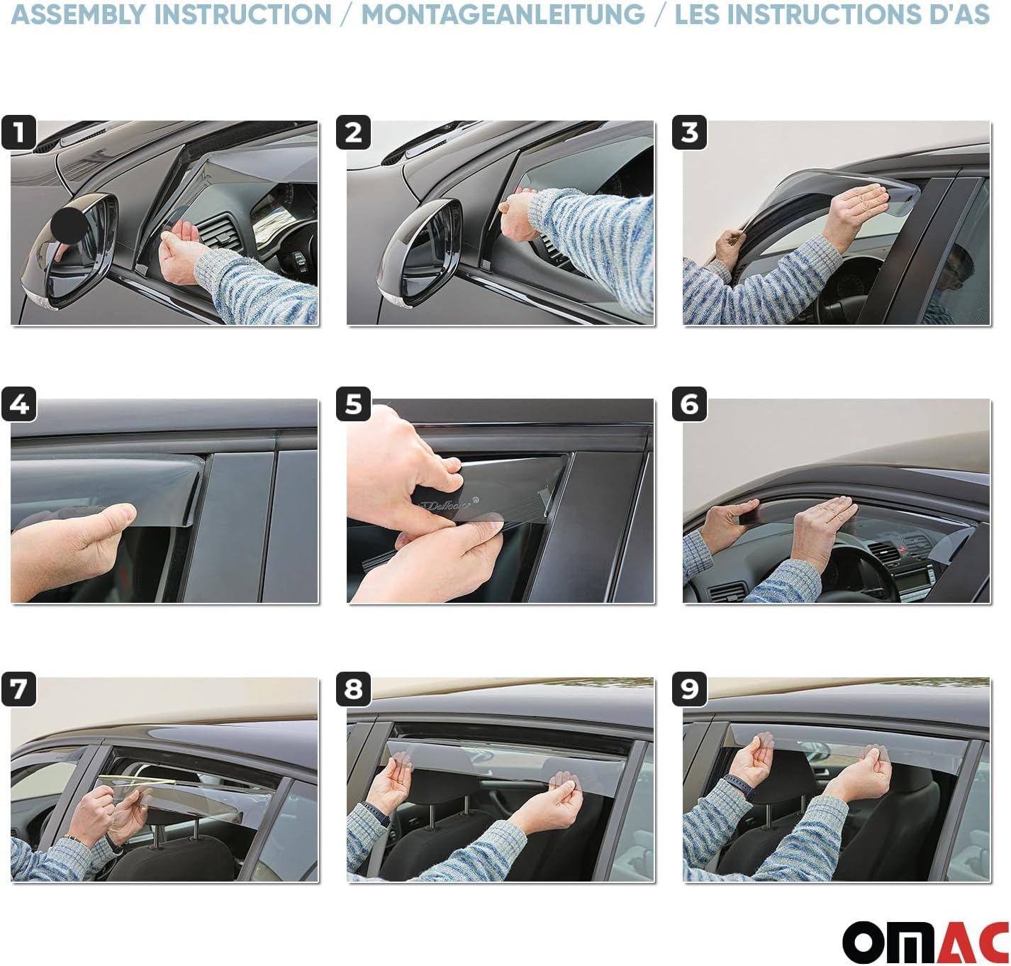 OMAC Window Visor Vent Rain Deflector for Hyundai Tucson 2016-2021 Black Smoke 4 Pcs