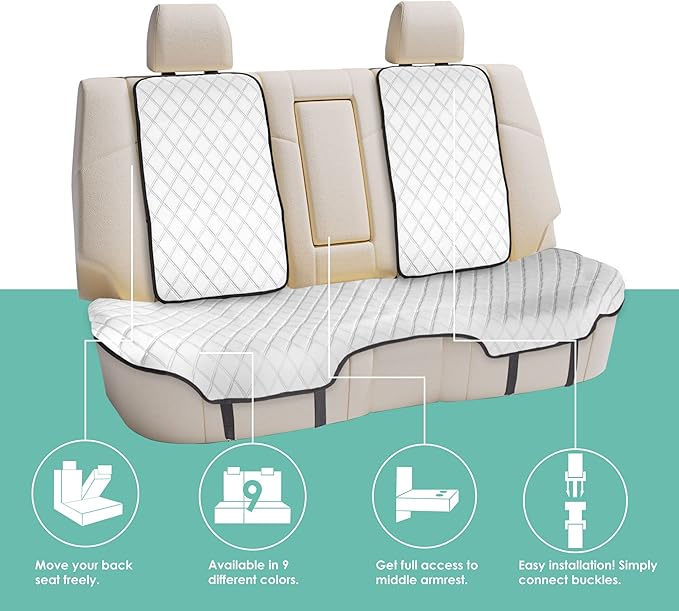 FH Group Car Seat Cushion Neosupreme Automotive Seat Cushions - Universal Fit, Rear Car Seat Cushion, Car Seat Cushions with Non-Slip Silicone Backing for SUV, Sedan, Van Rear Set White
