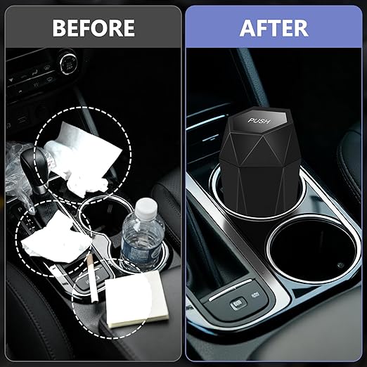 Car Trash Can with Lid - 1-Pack, Interior Accessories for Vehicles, Leakproof Garbage Can with 15 Detachable Trash Bags, Multipurpose Organizers and Storage Solutions for Home and Office