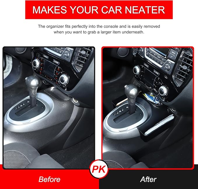 Center Console Gear Shift Organizer Tray Compatible with 2011-2019 Nissan Juke and Nissan Infiniti ESQ Storage Box Accessories Gear Shift Center Console Side Tray Black Hanging Storage Box