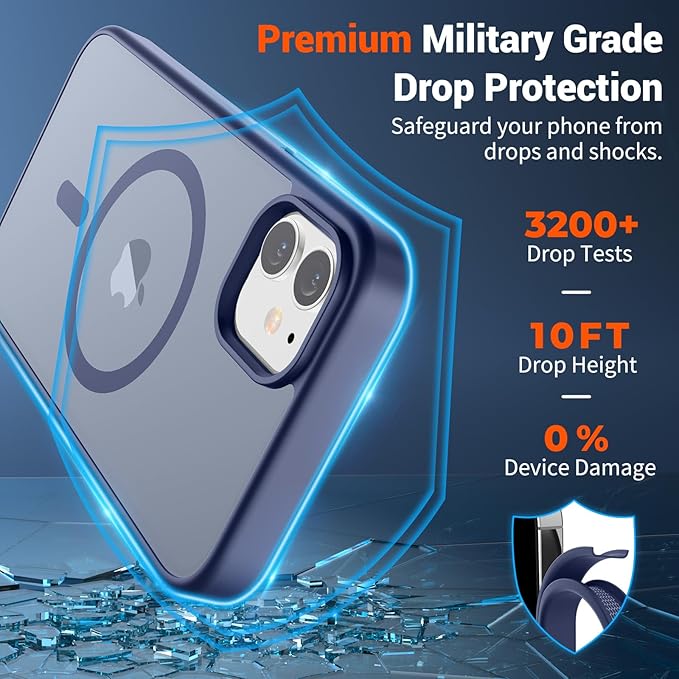 SUPFINE Magnetic for iPhone 12 Case/iPhone 12 Pro Case (Compatible with MagSafe)(Military Grade Drop Protection) Slim Translucent Matte Shockproof with Anti-Fingerprint Phone Case,Lavender Gray