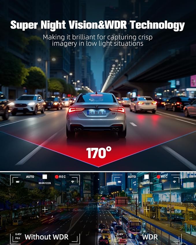 Dash Cam 2K Car Camera,Mini Hidden Front Dash Camera for Cars,Free 32GB SD Card,Built-in WiFi,Night Vision,WDR,Loop Recording,G-Sensor,App Control,Support 256GB Max(C1)