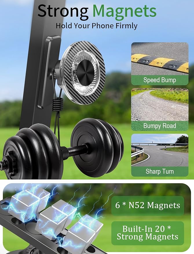 GBEAST Magnetic Golf Cart Phone Holder Compatible with MagSafe for iPhone 12-17 Series,360° Rotation Golf Accessories for Men Women,N52 Magnets Phone Mount for EZGO/Club Car/Yamaha, Ideal Golf Gifts