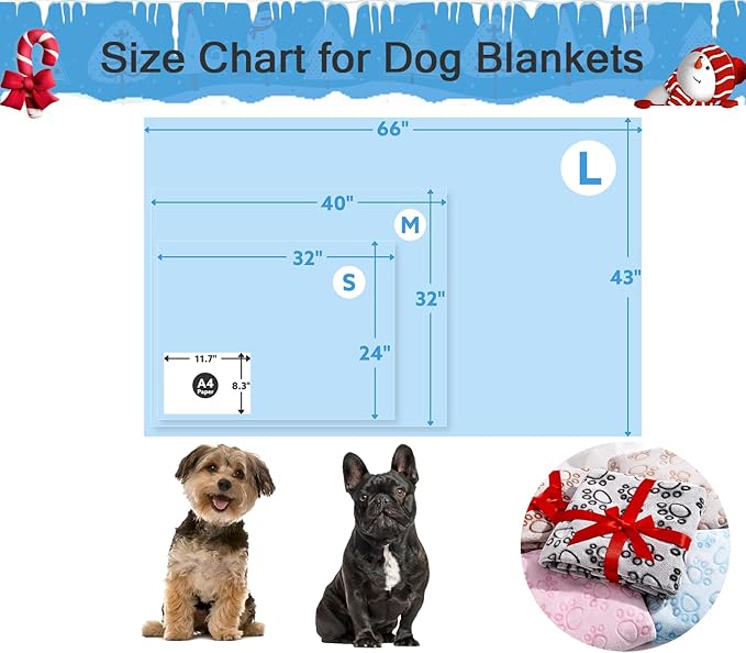 Stuffed Dog Blanket, Premium Soft Throw Flannel Fleece Blanket for Medium Small Dogs, Pet Puppy Blankets for Kitten Cat, Christmas Pet Gift for Bed Cover, Couch, Crate (42x66 inch (Pack of 1))