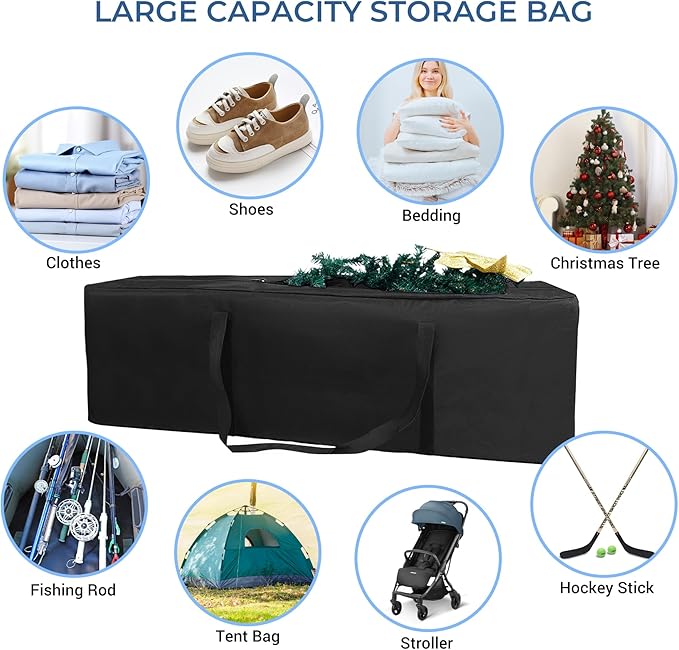 COOLBEBE 65" Sports Duffle Bag - 270L Extra Large Travel Duffel Luggage Bag with Upgrade 2-way Lockable Zippers, Sturdy & Water Resistant Long Duffle Bag for Camping Moving (Black 65inch)