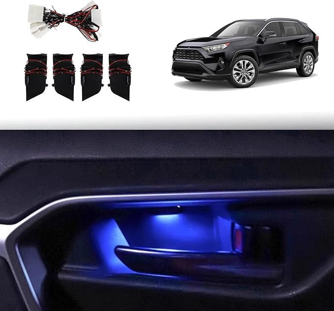 Door Bowl Light Fit for Toyota RAV4 2022 2023 2024 Inner Door Handle Accessories Bowl Shape LED Light Ambient Light Interior 4 pcs (Blue)