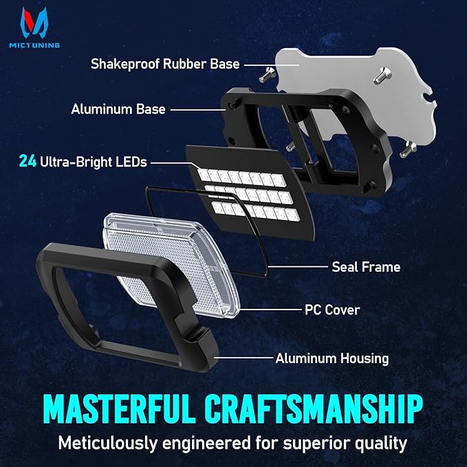 MICTUNING Q1+ MAX 12 Pods Ultra-Bright RGB+IC Rock Lights, Multi-Color Chasing Underglow Lighting, Extensible to 24 Pods, APP Music Sync & DIY Effects, IP68 Waterproof