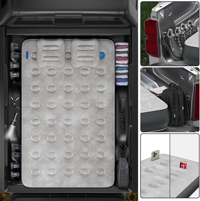Umbrauto Air Mattress for 5.5-6.5 ft Short Bed Full-Size Trucks, Pickup Truck Airbed with Corded Pump – Ideal for Fall Camping & Outdoor Travel