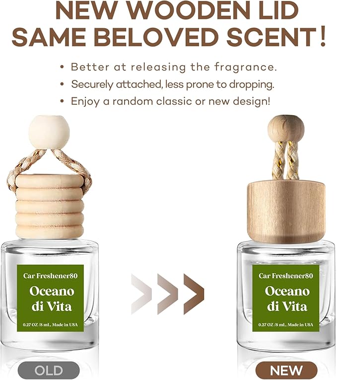 C Classy Hanging Car Air Freshener 2 Pack, Oceano Essential Oil Diffuser, Long-Lasting Fragrance, Cute Glass Bottle Car Accessories for Women & Men, Made in USA