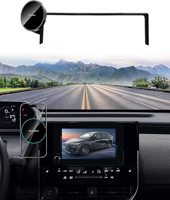 Phone Holder for Subaru Solterra/Toyota bZ4X 2023-2025 Accessories 8/12.3-Inch Screen Fixed Clip, Car Magnetic Phone Mount Compatible with MagSafe, Magnets Wireless Charger bZ4X Cell Phone Holder Base