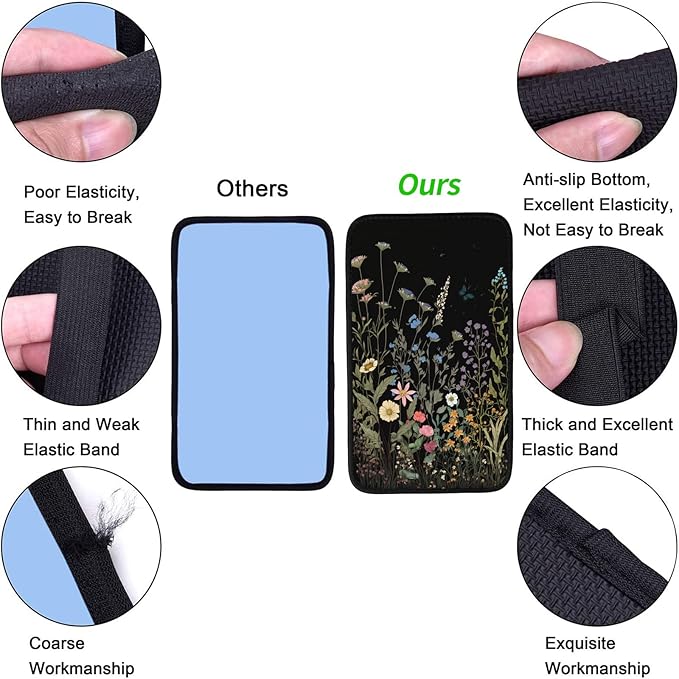 Car Armrest Cover Pads Universal Fashion Cute Auto Center Console Armrest Cover Pad with 2PCS Car Coasters Soft Waterproof Car Armrest Seat Protector for Women Girls, Wildflowers