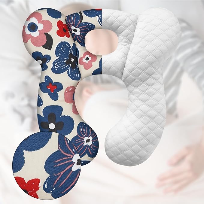 Baby Travel Pillow, Upgrade U-Shape Infant Pillow for Car Seat Pushchair and Stroller, Soft Comfortable Sleep Cushion for Kids Newborn and Toddler -Flower Blue