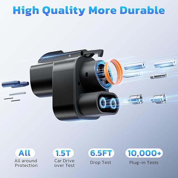 NACS to CCS1 Tesla Charger Adapter, Adapter for Tesla Supercharger, Max 500A 1000V, Fast DC Charge, Temp Control, Compatible with Ford, Rivian, GM, Volvo, Polestar EVs (Not Compatible for Nissan EVs)
