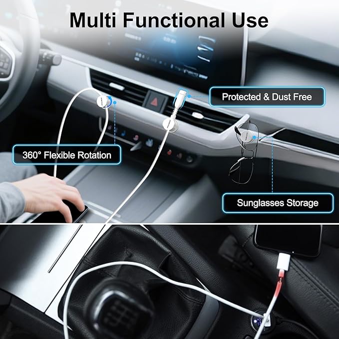 6 Magnetic Spring Cable Clips Desktop Cord Organizer Rotatable Cord Holder 2 Charging Cord Protecors for Nightstand Phone Charger Organizer Computer Desk Cable Management Appliance Adhesive Wire Strap