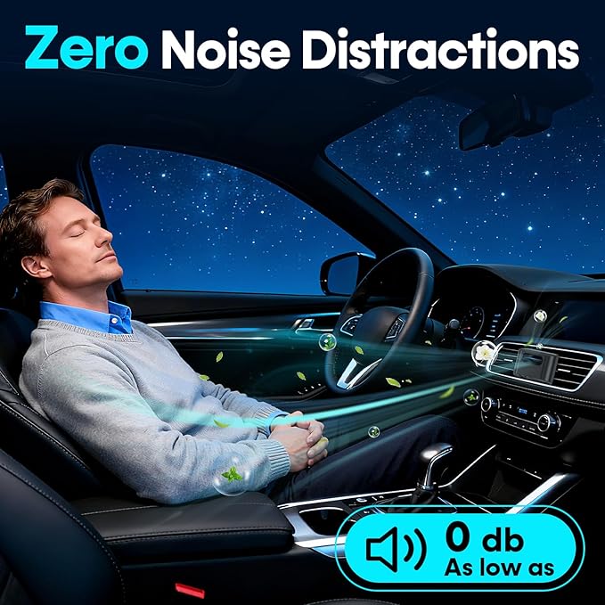 Compact Car Air Purifier for Odor - Easy Install Filter Free Odor Eliminator for Smoke/Pet Odors/VOCs - Silent Operation Universal Vent Clip for Car by Yakry
