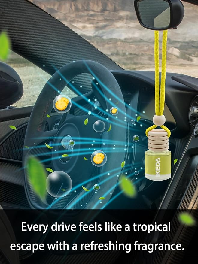 Ikeda Car Air Freshener: Hanging Car Smell Air Freshener | 10ml Hanging Car Perfume | Long Lasting Fragrance | Strong Scents Diffuser for Auto Home (Pineapple|Circular)