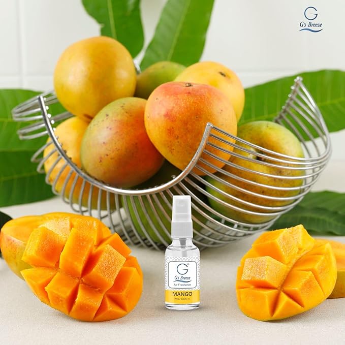 G's Breeze Mango Air Freshener - Fruity Essence Aroma for Home, Car, or Office - Long-Lasting Tropical Scent of Ripe Mangoes for a Refreshing, Energizing Atmosphere