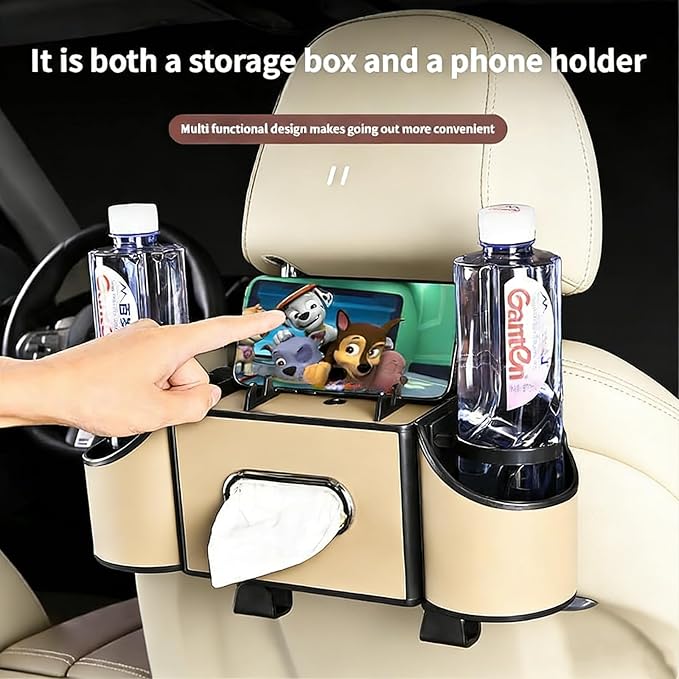 4-in-1 car organizer back seat, Multi-Pocket backseat car cup holder, Universal back seat cup holders for cars, car organization, for Travel & Daily Use (METER)