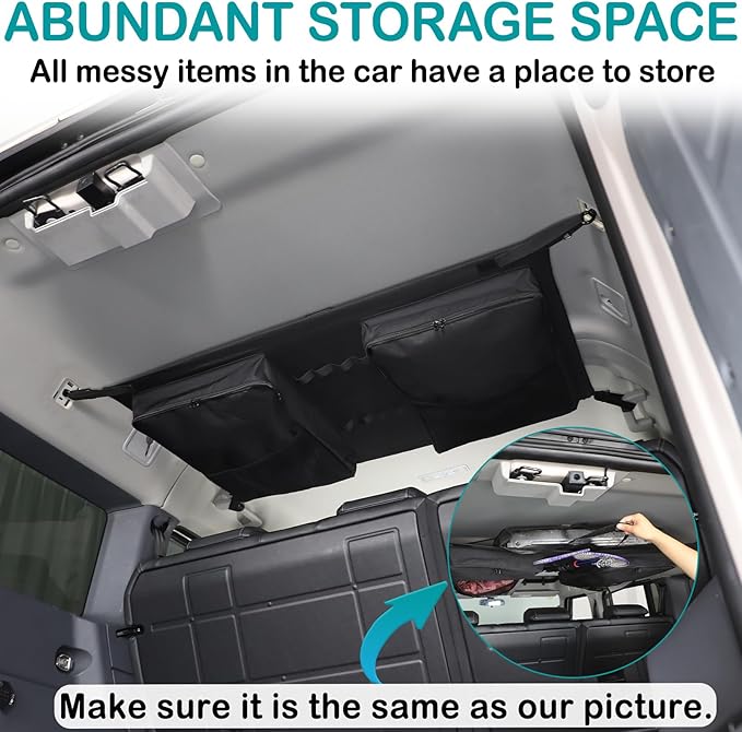 Car Rear roof Storage net Organizer Compatible with Compatible with Ineos Grenadier 2020-2025 Hanging Storage Bag，Overlanding Gear Must Haves Cargo Net, Long Road Trip Camping Interior Accessories