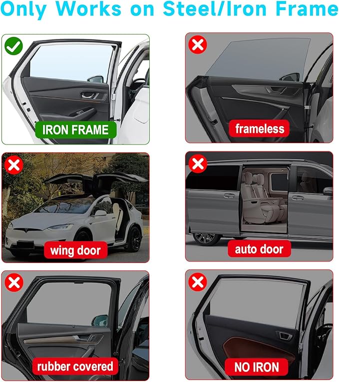 Car Window Shades, 2 PCS Magnetic Double Layer Auto Sun Shade for Side Windows Privacy Full Covers/Half Shade Options Back Car Window Curtains for Baby Protection