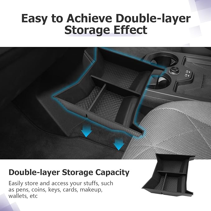 LUWU 2025 2026 B MW iX Lower Center Console Organizer for 2022-2026 iX xDrive45 xDrive60 M70 Accessories Armrest Console Storage Box Armrest Organizer Insert Tray Glove Organizer Tray TPE Material