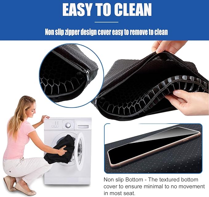 20" Gel Seat Cushion for Long Sitting Pressure Relief(Jumbo&Thick) - Wheelchair Cushion for Pressure Sores - Back, Sciatica & Tailbone Pain Relief Cushion- Non-Slip Butt Pillow for Office, Home, Car