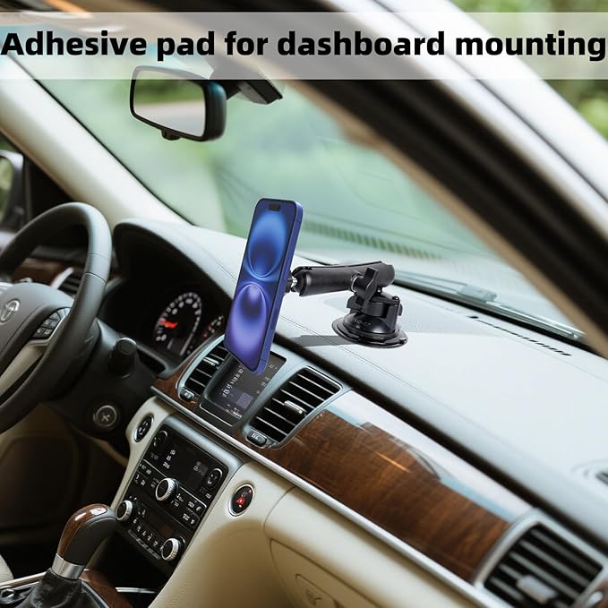 Magnetic Car Phone Holder for Magsafe, Ultra-Stable 360° Rotation Suction Cup Metal Phone Mount for Your Car Windshield Dashboard, Compatible with iPhone 16 Pro Max 15 14 13 12 Series