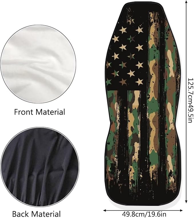 ELEQIN Car Seat Covers, Camo US Flag Print Seat Cover Front Car Seat Cushion, Front Auto Protector Universal Fit Most Cars, Automotive Interior Accessory