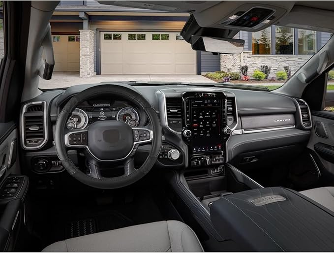 GIANT PANDA Car Steering Wheel Cover for Dodge Ram 1500 2500 3500 15.5-16 inches- Solid Black
