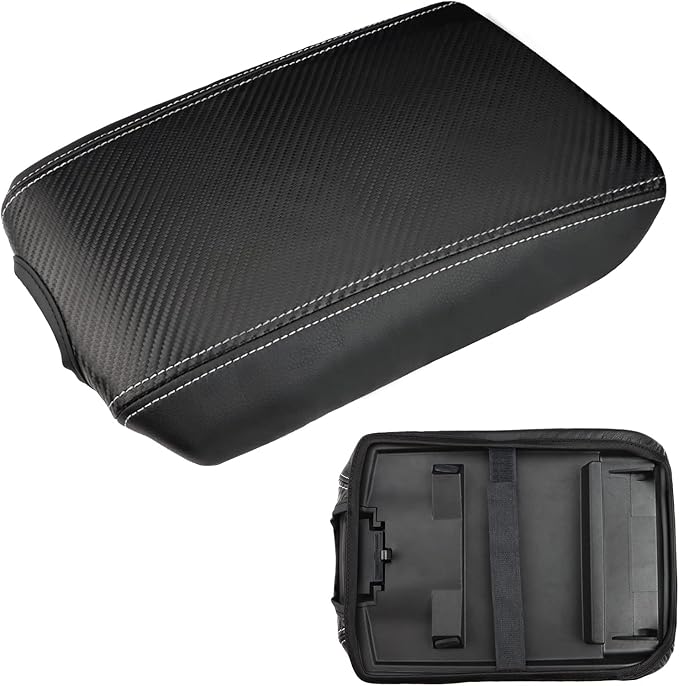 INTGET Center Console Cover for 2026 Jeep Grand Cherokee 2022 2023 2024 2025/Grand Cherokee L Accessories 2021-2026 Car Armrest Arm Rest Box Dog Seat Cover Console Lid Protector(Carbon Fiber Texture)