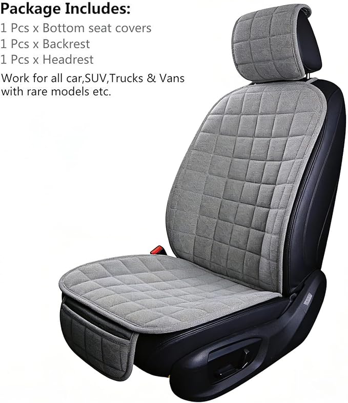 Suninbox Linen Seat Covers for Car, Bottom Car Seat Covers,Universal Driver Seat Cushion,Car Seat Pad[Gray]
