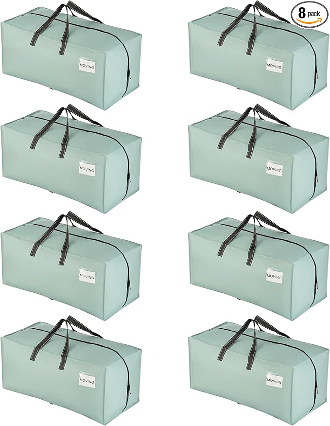 VENO 8 Pack Heavy Duty Moving Bags with Backpack Straps, Zippers & Handles, Extra Large Packing Bags for College Dorm Essentials, Moving Supplies Alternative to Cardboard Moving Boxes
