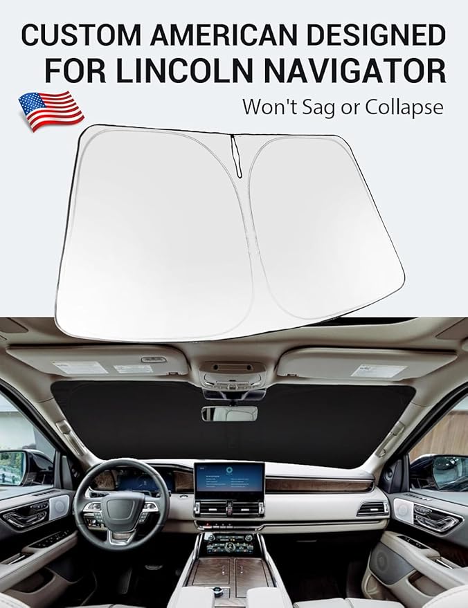 Proadsy 2026 Upgrade Front Windshield Sun Shade Foldable Sunshade Protector Custom Fit 2018–2024 Lincoln Navigator Accessories
