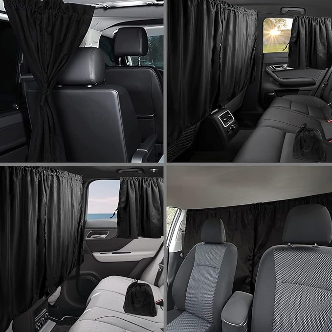 Car Privacy Curtain Universal Car Divider Curtain Between Rear Seat Auto Blackout Curtains Cars Sun Shades Side Window Shades Kit for Travel Camping Nap Sleeping(C)