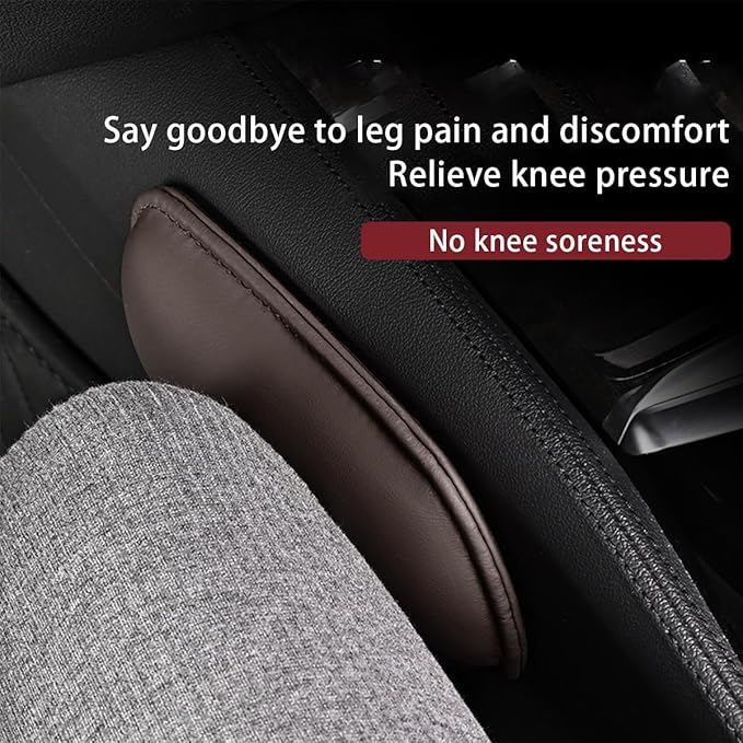 Mandark Car Knee Cushion Pad, Leather Memory Foam Vehicle Door Armrest Pillow for Leg Elbow, Comfort Auto Interior Center Console Thigh Support Mat Accessories, Universal for Most Cars (Brown)